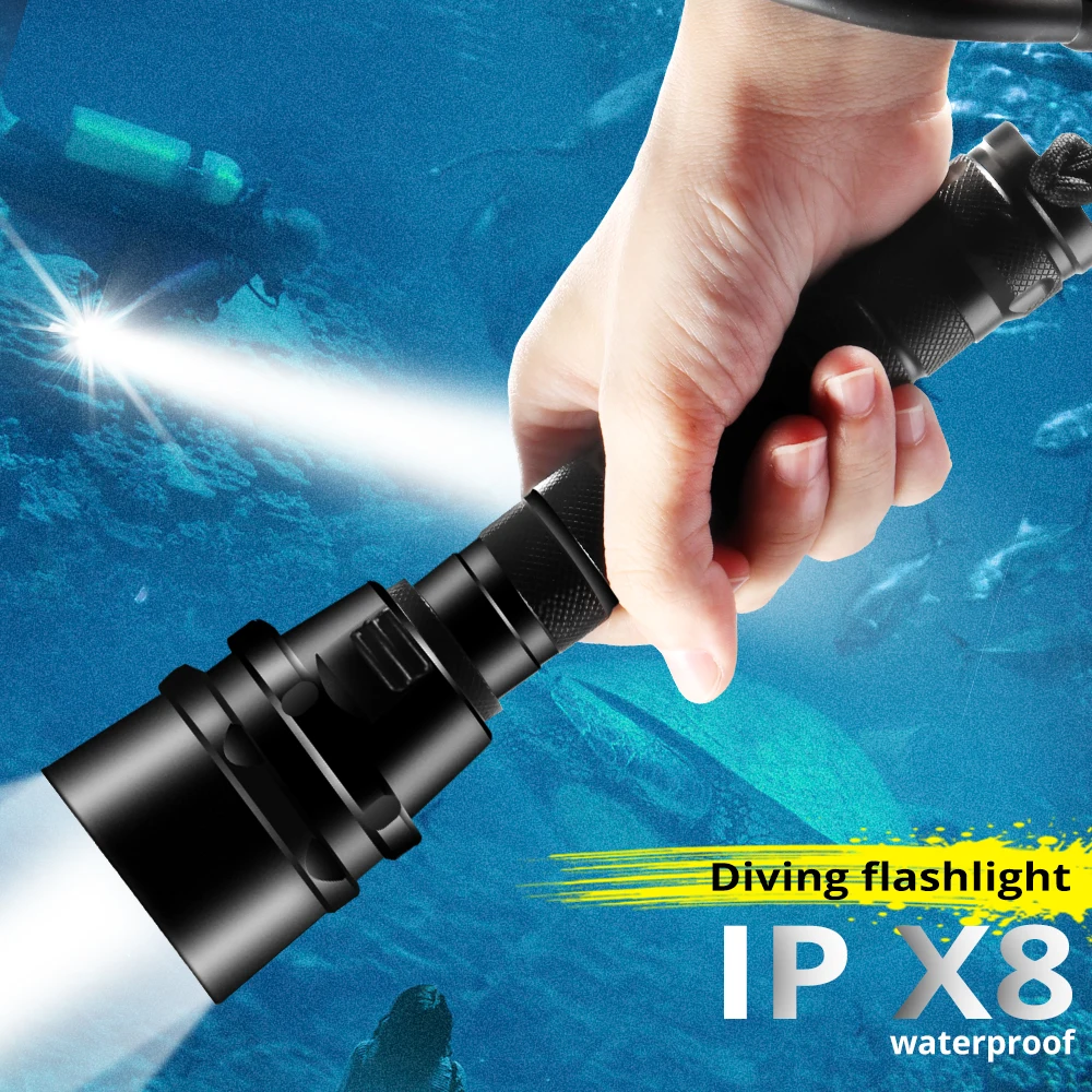 40000lm Professional Diving Light Flashlight XML-T6 L2 Scuba Dive torch 200M Underwater IPX8 Waterproof USB Rechargerable 18650
40000lm Professional Diving Light Flashlight XML-T6 L2 Scuba Dive torch 200M Underwater IPX8 Waterproof USB Rechargerable 18650