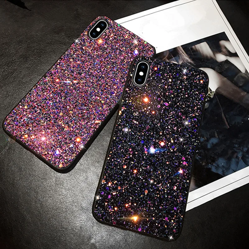 Роскошные модные блестящие Сияющие Чехлы для iPhone 6 6S 7 plus 8 Plus задняя крышка из ТПУ
