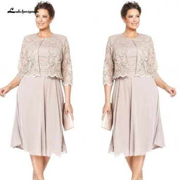 Vestido Plus Size Mother of the Bride Dresses for Weddings 2020 Chiffon Short Wedding Party Dress with 3/4 Sleeves Lace Jacket 
Vestido Plus Size Mother of the Bride Dresses for Weddings 2020 Chiffon Short Wedding Party Dress with 3/4 Sleeves Lace Jacket