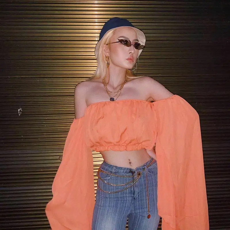 Goocheer Off Shoulder Long Sleeve Chiffon Blouse Shirts For Women 2019 Summer Slash Neck Neon Crop Tops Beach Party Lady Blusas
Goocheer Off Shoulder Long Sleeve Chiffon Blouse Shirts For Women 2019 Summer Slash Neck Neon Crop Tops Beach Party Lady Blusas