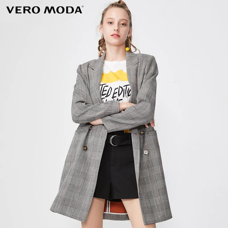 Фото Vero Moda/осенне-зимний двубортный пиджак в клетку с лацканами  319308553 Женская | Женские пиджаки (1005001456872467)