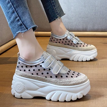 Fashion Chunky Sneakers Platform Designers Hook Loop Vulcanized Shoes Woman 7cm High Heels Sports Casual Shoes Tennis Female 
Fashion Chunky Sneakers Platform Designers Hook Loop Vulcanized Shoes Woman 7cm High Heels Sports Casual Shoes Tennis Female