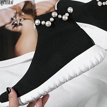 QZYERAI Shoes Women Fashion Brand Sock Boots Lady chaussure Autumn botas Female Knitting footware Stripe zapatos de mujer
QZYERAI Shoes Women Fashion Brand Sock Boots Lady chaussure Autumn botas Female Knitting footware Stripe zapatos de mujer