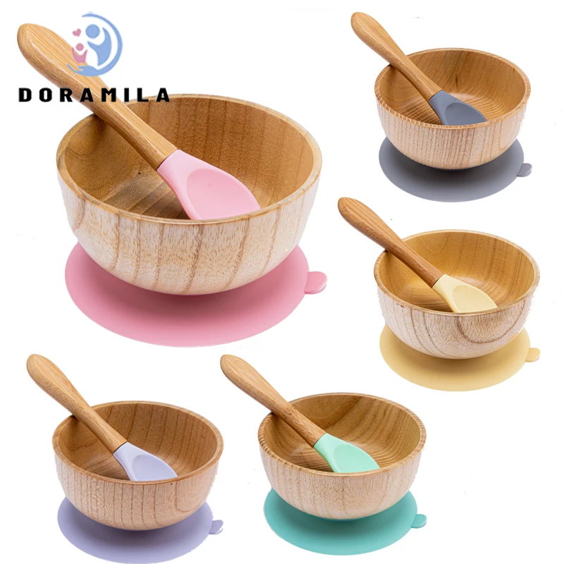 Baby Feeding Bowl Spoon Fork Food Tableware Kids Wooden Training Plate Silicone Suction Cup Removable Children's Dishes Goods
Baby Feeding Bowl Spoon Fork Food Tableware Kids Wooden Training Plate Silicone Suction Cup Removable Children's Dishes Goods