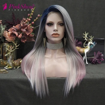 PINKSHOW Grey Pink Lace Front Wig Straight Synthetic Lace Front Wig Heat Resistant Fiber Blue Root Cosplay Wigs For Women
PINKSHOW Grey Pink Lace Front Wig Straight Synthetic Lace Front Wig Heat Resistant Fiber Blue Root Cosplay Wigs For Women