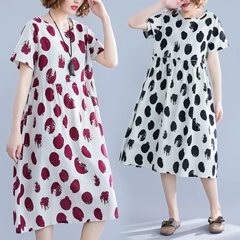 396# Folk Style Thin Dot Printed Cotton Linen Maternity Long Dress Summer Fashion Plus Size Loose Clothes for Pregnant Women
396# Folk Style Thin Dot Printed Cotton Linen Maternity Long Dress Summer Fashion Plus Size Loose Clothes for Pregnant Women