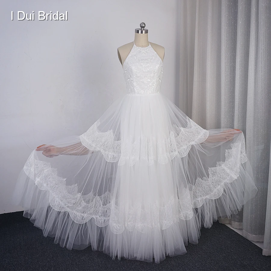 Halter Lace Tulle Wedding Dress A Line Ruffle Skirt Romantic Bridal Gown Factory Direct Sell
Halter Lace Tulle Wedding Dress A Line Ruffle Skirt Romantic Bridal Gown Factory Direct Sell
