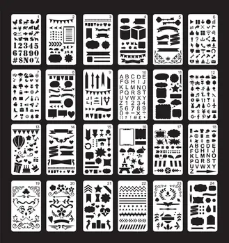 24pcs Bullet Journal supplies DIY Hand Account Drawing Template Hollow Template Theme Making Mold Diary English Letter Template
24pcs Bullet Journal supplies DIY Hand Account Drawing Template Hollow Template Theme Making Mold Diary English Letter Template