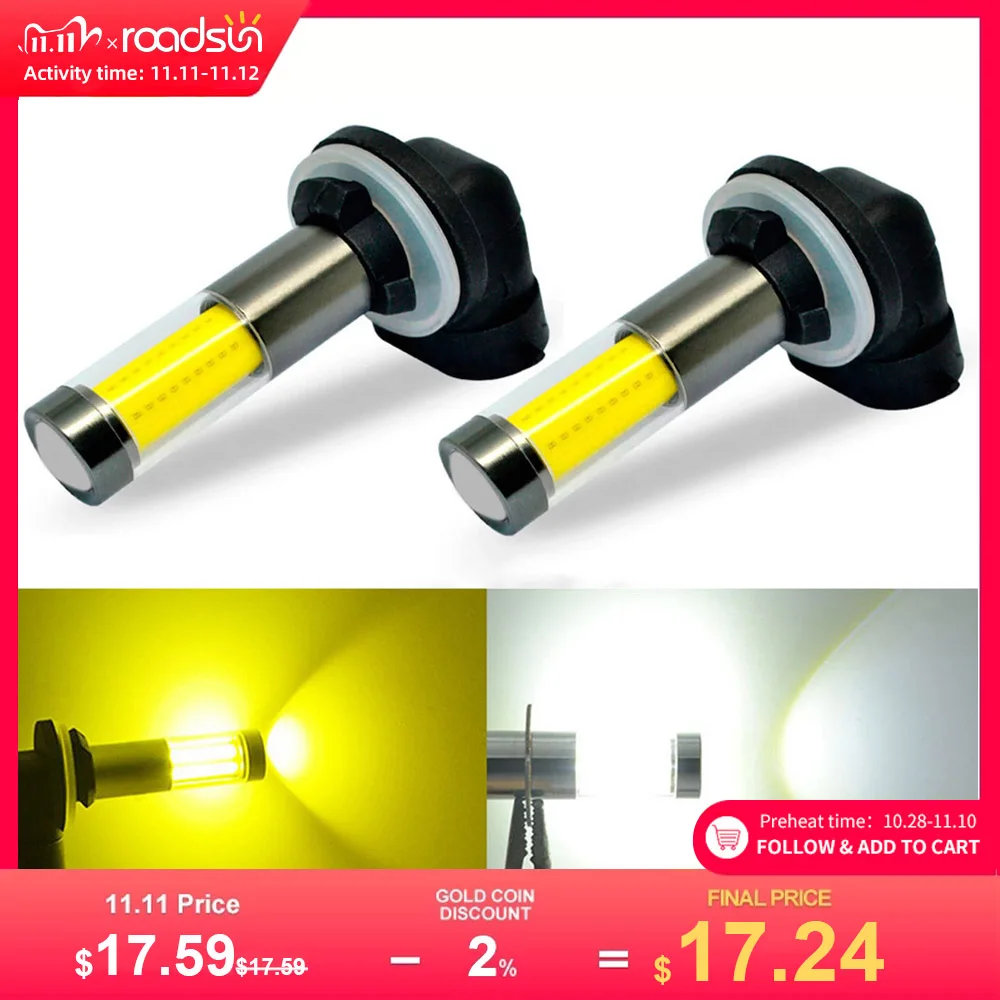 roadsun 2Pcs H1 H3 Led 880 881 Fog Lights Bulbs COB Chips 1400LM 6000K 3000K Car Driving Running Lamp Auto Leds Light 12V 24V 
roadsun 2Pcs H1 H3 Led 880 881 Fog Lights Bulbs COB Chips 1400LM 6000K 3000K Car Driving Running Lamp Auto Leds Light 12V 24V