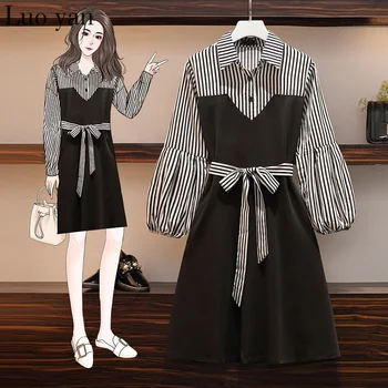 2020 New XL-5XL Plus Size Vintage Striped Patchwork Midi Dress Elegant Sashes Short Sleeve Loose Casual Ladies Dresses Vestidos 
2020 New XL-5XL Plus Size Vintage Striped Patchwork Midi Dress Elegant Sashes Short Sleeve Loose Casual Ladies Dresses Vestidos