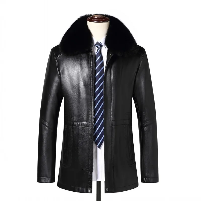 Luxury Men High Quality Leather Jacket New Mink Collar Rabbit Fur Liner Winter Thick Outerwear Business Casual Coat
Luxury Men High Quality Leather Jacket New Mink Collar Rabbit Fur Liner Winter Thick Outerwear Business Casual Coat