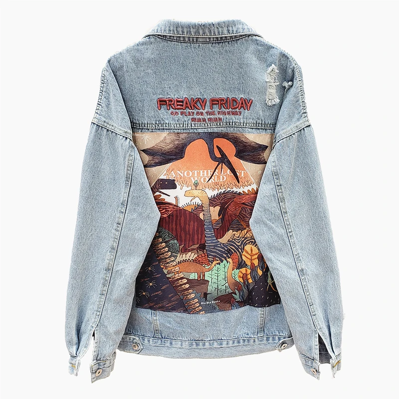 Spring Harajuku Denim Jacket Women Vintage Embroidery Print Jean Jackets New Fashion Loose Long Sleeve Washed Cowboy Coat Female
Spring Harajuku Denim Jacket Women Vintage Embroidery Print Jean Jackets New Fashion Loose Long Sleeve Washed Cowboy Coat Female