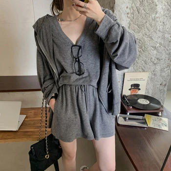 Summer Tracksuits Womens Two Peices Set T-shirts Hooded Thin Sweatshirt + Elastic Waist Short Casual Set Pullover Full Polyester
Summer Tracksuits Womens Two Peices Set T-shirts Hooded Thin Sweatshirt + Elastic Waist Short Casual Set Pullover Full Polyester