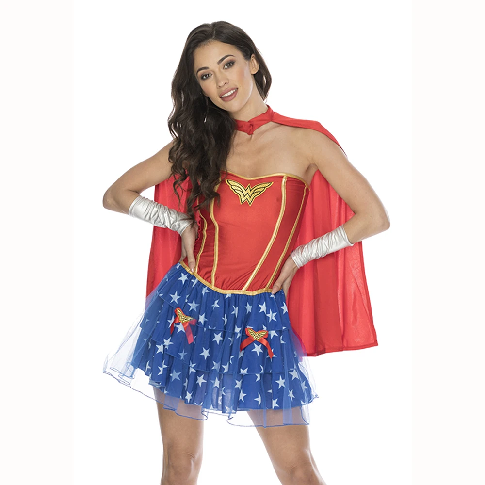 

Hot Female Superhero Cosplay costumes Halloween Ladies Super Girl DianCosplay Bodysuit Outfit Halloween Fancy Dress