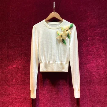 New wool elegant contracted enchanting stereo lady long sleeve thin solid color sweater sweater lily cultivate morality 
New wool elegant contracted enchanting stereo lady long sleeve thin solid color sweater sweater lily cultivate morality