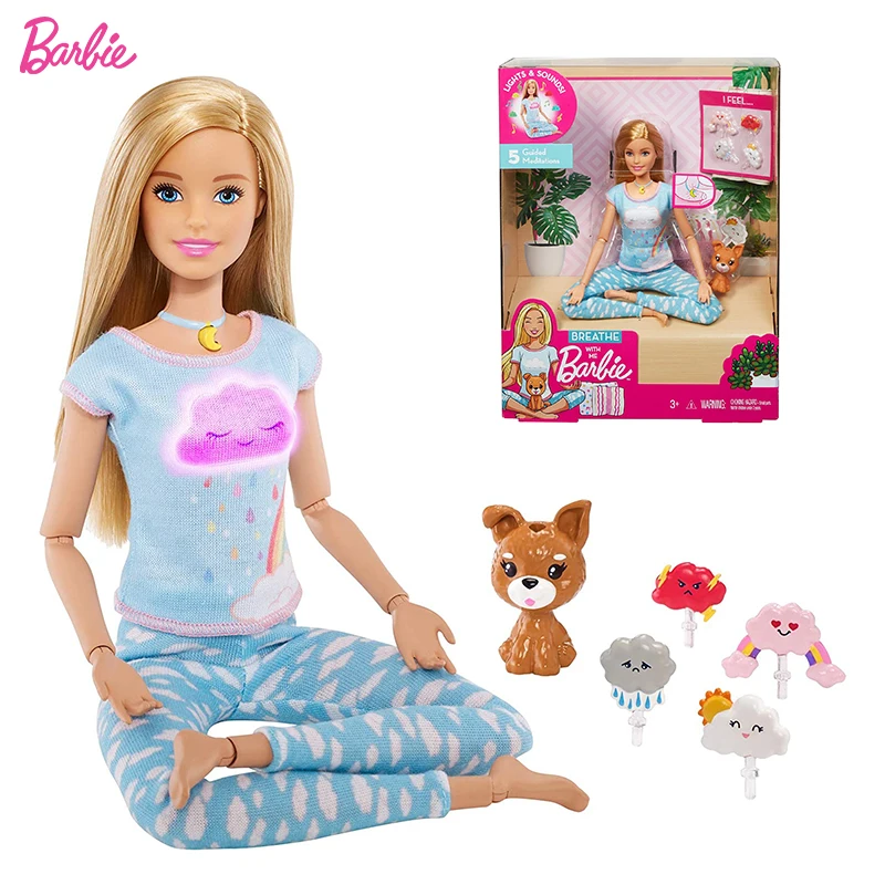 

Barbie Breathe Me Meditation Doll Blonde 5 Lights Guided Meditation Exercises Puppy 4 Emoji Accessories Girl Toy Birthday Gift