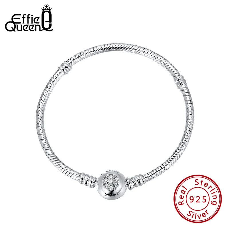 

Effie Queen Authentic 925 Sterling Silver Snake Chain Basic Bangle & Bracelet 17cm 19cm 21cm for DIY Jewelry Accessories CBB01