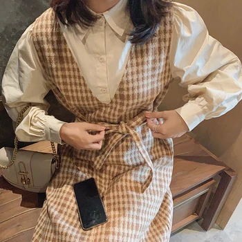 MISHOW Women Dress Plaid Long Sleeve Winter And Autumn Waist Belt Casual Mid-Long Dresses MX19D1373 
MISHOW Women Dress Plaid Long Sleeve Winter And Autumn Waist Belt Casual Mid-Long Dresses MX19D1373
