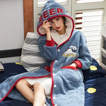 Sweet Cartoon Rabbit Female Winter Robe Women Thick Warm Dressing Gown Hooded Flannel Night Sleepwear Bathrobe
Sweet Cartoon Rabbit Female Winter Robe Women Thick Warm Dressing Gown Hooded Flannel Night Sleepwear Bathrobe