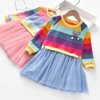 2020 New Arrival Girls Dresses Spring Long Sleeve Striped Colorful Color Rainbow Children's Clothing Princess Fluffy Party Dress
2020 New Arrival Girls Dresses Spring Long Sleeve Striped Colorful Color Rainbow Children's Clothing Princess Fluffy Party Dress
