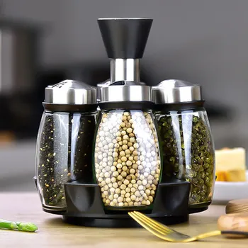 7PCS set Rotary glass storage box seasoning tank kitchen storage can seasoning bottle salt and pepper shakers spice container 
7PCS set Rotary glass storage box seasoning tank kitchen storage can seasoning bottle salt and pepper shakers spice container