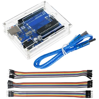 

Uno R3 Atmega328P Atmega16U2 Microcontroller Development Board Compatible For Arduino Uno R3 Ide With Usb Cable And Transparent
