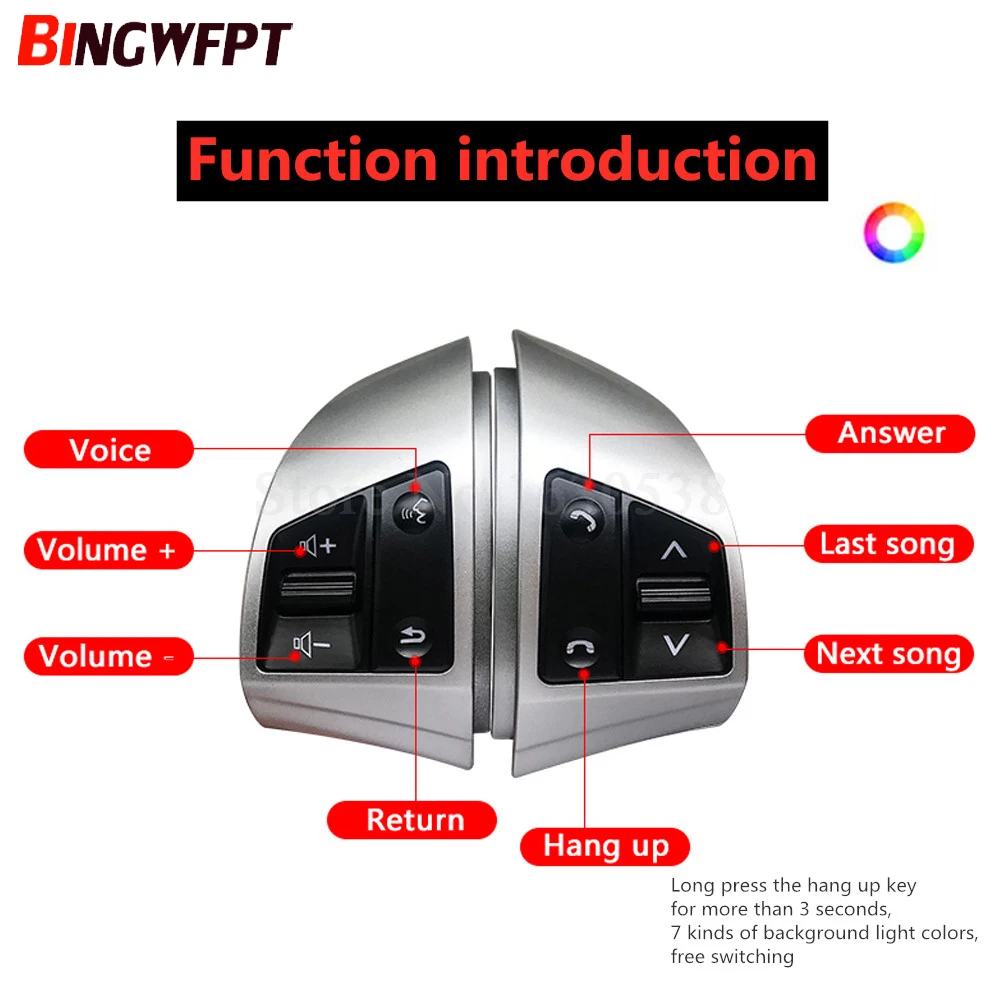 New style 7 colors backlight Steering Wheel Remote Control Switch For Hyundai 2007-2010 Elantra HD 96700-2H200S4
New style 7 colors backlight Steering Wheel Remote Control Switch For Hyundai 2007-2010 Elantra HD 96700-2H200S4