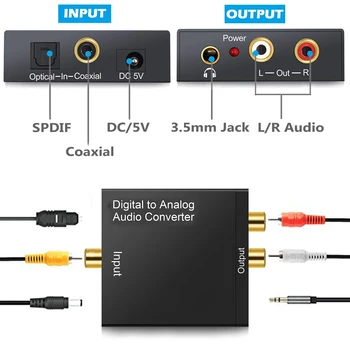 3.5mm Digital to Analog Audio Converter Amplifier Decoder Optical Fiber Coaxial Signal to Analog Stereo Audio Adapter
3.5mm Digital to Analog Audio Converter Amplifier Decoder Optical Fiber Coaxial Signal to Analog Stereo Audio Adapter