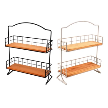 Wrought Iron Storage Rack Desktop Skin Care Storage Holder Kitchen Supplies Two-Layer European Simple Wooden Basket
Wrought Iron Storage Rack Desktop Skin Care Storage Holder Kitchen Supplies Two-Layer European Simple Wooden Basket