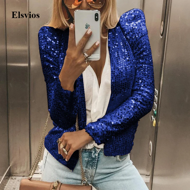 Chic Women Sequined Shiny Jacket Solid Autumn Winter Long Sleeve Coat Chaqueta Elegant Female Glitter Stand-Collar Outwear Tops
Chic Women Sequined Shiny Jacket Solid Autumn Winter Long Sleeve Coat Chaqueta Elegant Female Glitter Stand-Collar Outwear Tops