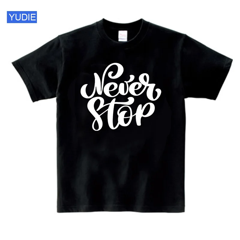 

Tshirt for Boys Kids Never Stop T Shirt Letter Casual Funny Clothes Boys 2020 Summer Clothes Children Top Fashion Cartoon Tee 9T