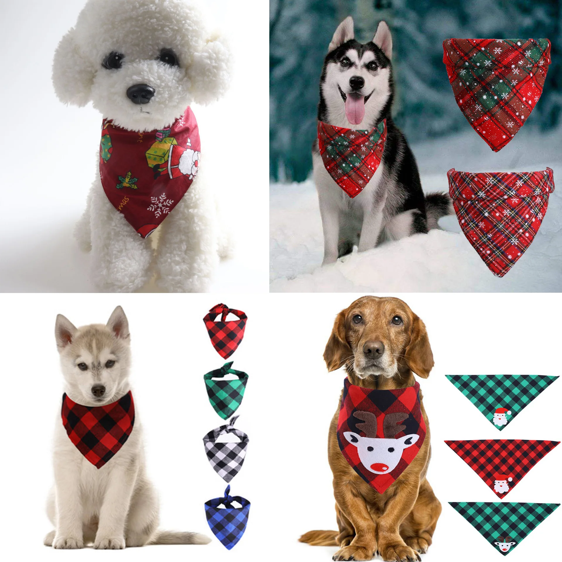 Comfortable Pet Neckerchief Saliva Towel White Blue Red Green Plaids Santa Reindeer Bandana Bibs Scarf for Pets Dogs
Comfortable Pet Neckerchief Saliva Towel White Blue Red Green Plaids Santa Reindeer Bandana Bibs Scarf for Pets Dogs