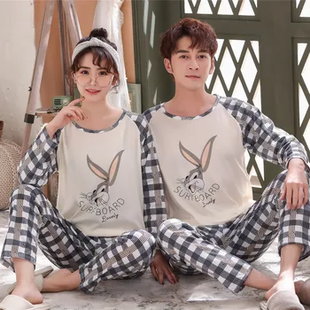 Summer Couple Pajamas Sets Summer Knitted Cotton Short Sleeve Women's Pyjama Set Men's Pijama Sets Lovers Sleepwear S-XXL Pj Set 
Summer Couple Pajamas Sets Summer Knitted Cotton Short Sleeve Women's Pyjama Set Men's Pijama Sets Lovers Sleepwear S-XXL Pj Set