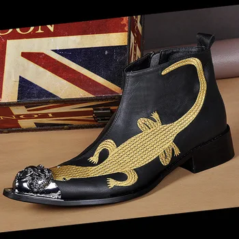 Iron Martin Boots Short Boots Totem Martin Boots Sepatu Men's Cow Leather Pointed Toe Ankle Genuine Leather Full Grain Leather
Iron Martin Boots Short Boots Totem Martin Boots Sepatu Men's Cow Leather Pointed Toe Ankle Genuine Leather Full Grain Leather