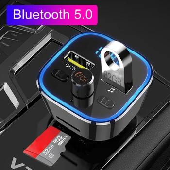 5.0 Version Bluetooth Car Kit FM modulator TF U Disk MP3 Player Dual USB Charger QC3.0 Quick with colorful LED Ambient Light
5.0 Version Bluetooth Car Kit FM modulator TF U Disk MP3 Player Dual USB Charger QC3.0 Quick with colorful LED Ambient Light