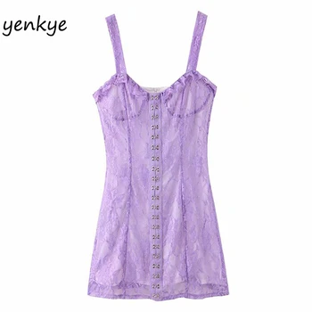 Front Buckle Romantic Purple Lace Dress Women Sleeveless V Neck Sexy Dress Lady A-line Mini Club Party Dress Summer YF7446
Front Buckle Romantic Purple Lace Dress Women Sleeveless V Neck Sexy Dress Lady A-line Mini Club Party Dress Summer YF7446