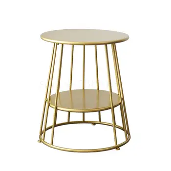 European creative simple wrought iron gold sofa cabinet mobile small coffee table bedroom side living room round tea table
European creative simple wrought iron gold sofa cabinet mobile small coffee table bedroom side living room round tea table