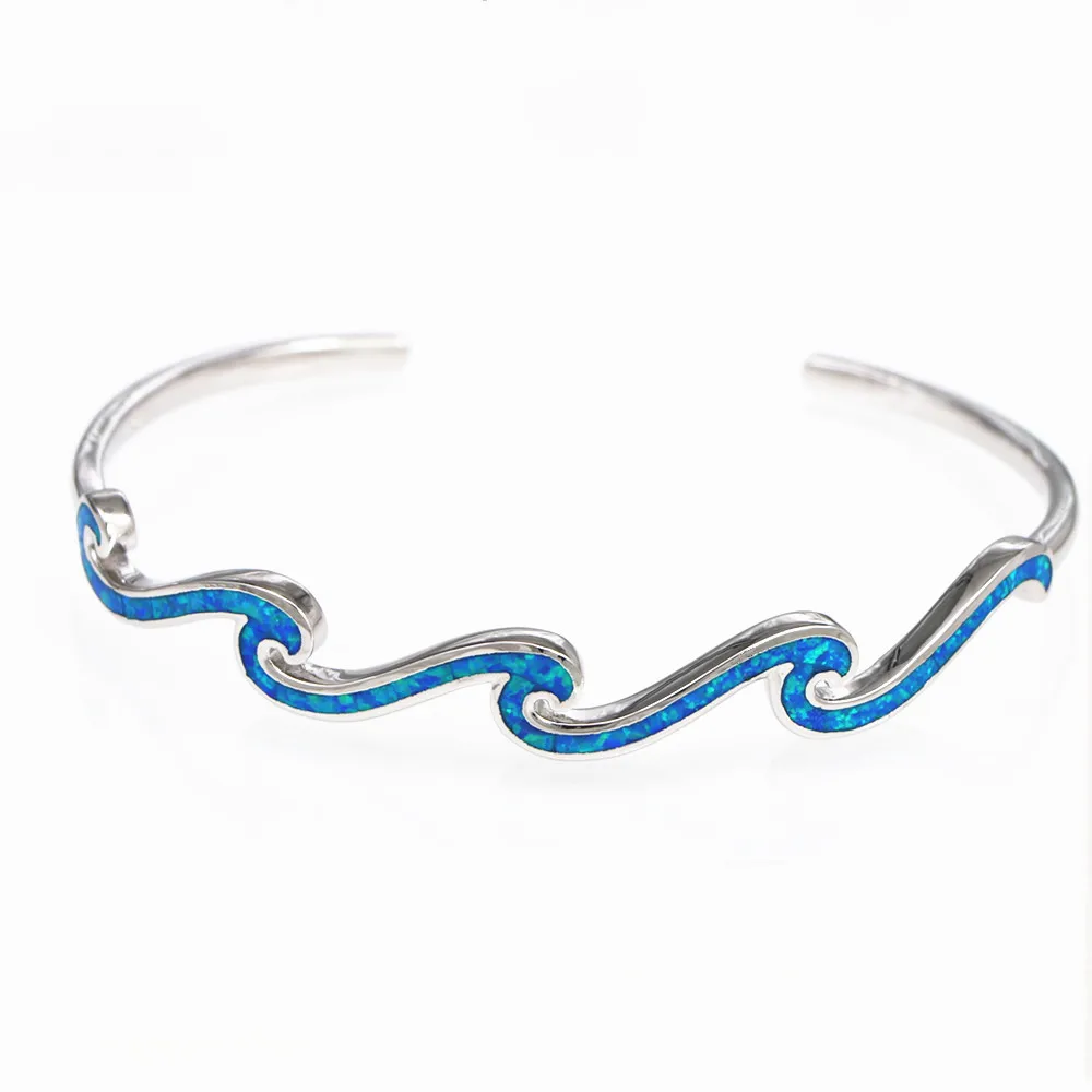 

JLZ-015 Women's Bangles Blue Wavy Opal Bangle Women's Jewelry Gift