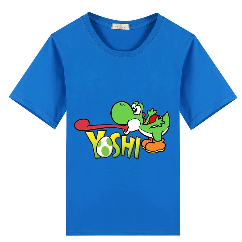 Летняя детская футболка yoshi из чистого хлопка для мальчиков и девочек 2 4 6 8 10