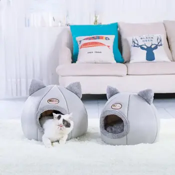 Cute Foldable Cat Bed Nest Indoor Dog House Removable Semi-closed Mattress Cage Cat Ear Shape
Cute Foldable Cat Bed Nest Indoor Dog House Removable Semi-closed Mattress Cage Cat Ear Shape