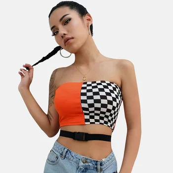 Sexy Patchwork Checkerboard Strapless Top Casual Checkered Crop Tops Women Streetwear Bandeau Boob Tube Top Wrap Chest
Sexy Patchwork Checkerboard Strapless Top Casual Checkered Crop Tops Women Streetwear Bandeau Boob Tube Top Wrap Chest