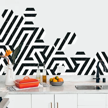 PVC wear-resistant non-slip black and white striped floor tile tile kitchen bathroom self-adhesive decorative hexagonal sticker
PVC wear-resistant non-slip black and white striped floor tile tile kitchen bathroom self-adhesive decorative hexagonal sticker