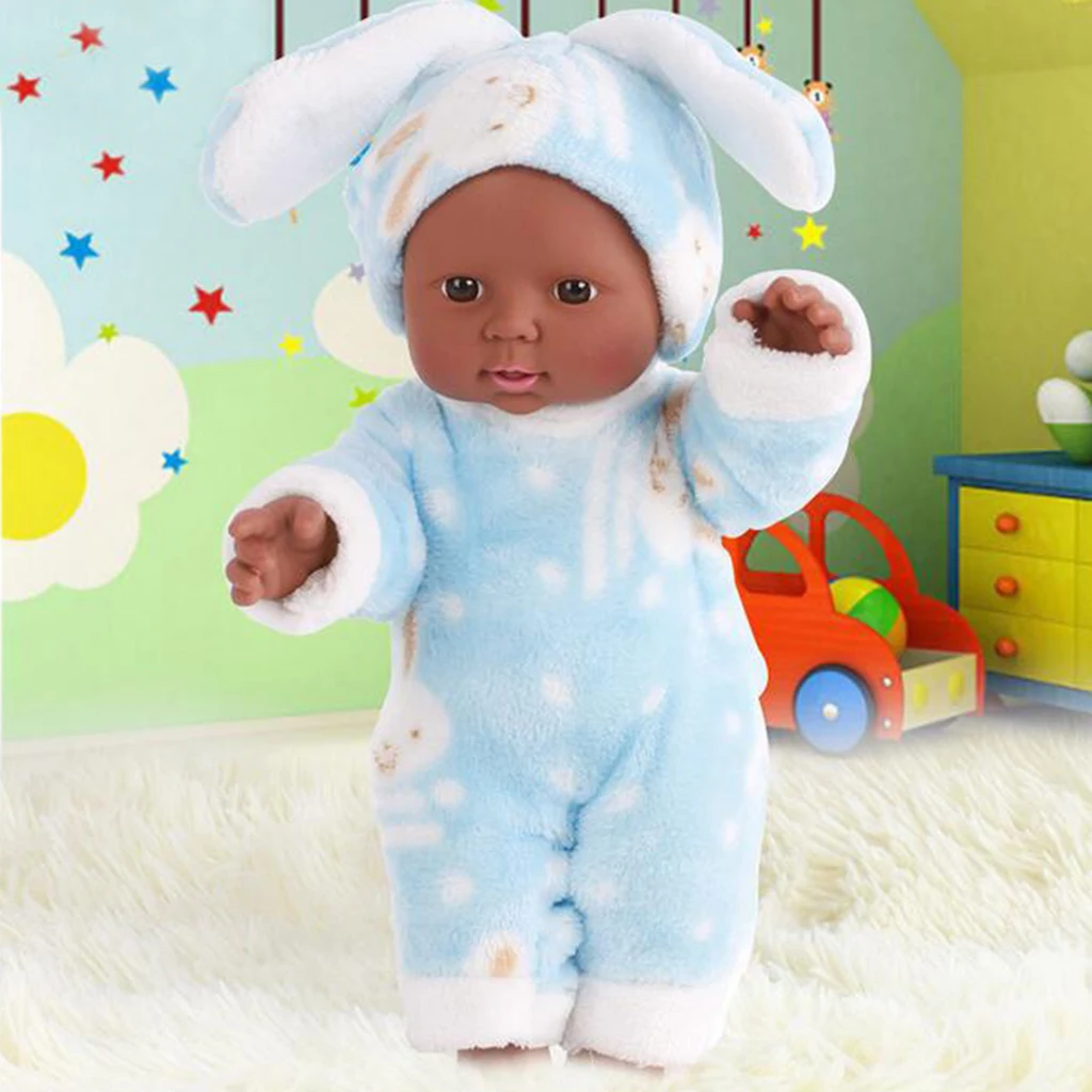 12inch African American Unisex Reborn Baby Dolls with Clothes Newborn Baby Black Skin Soft Vinyl Body Dolls Kids Education Toy 12inch African American Unisex Reborn Baby Dolls with Clothes Newborn Baby Black Skin Soft Vinyl Body Dolls Kids Education Toy
