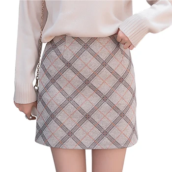 Korean Style Woolen Retro Winter and Spring Empire Short SKirts Lady Straight Plaid Skirt
Korean Style Woolen Retro Winter and Spring Empire Short SKirts Lady Straight Plaid Skirt