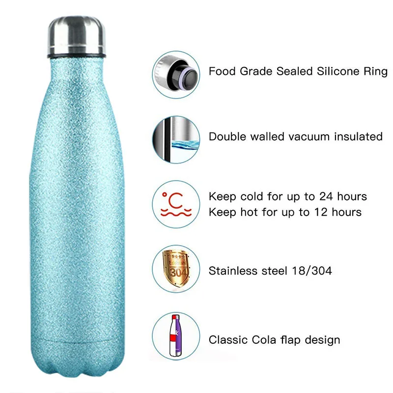 Симпатичная бутылка для воды из нержавеющей стали девочек объемом 500 мл горячей