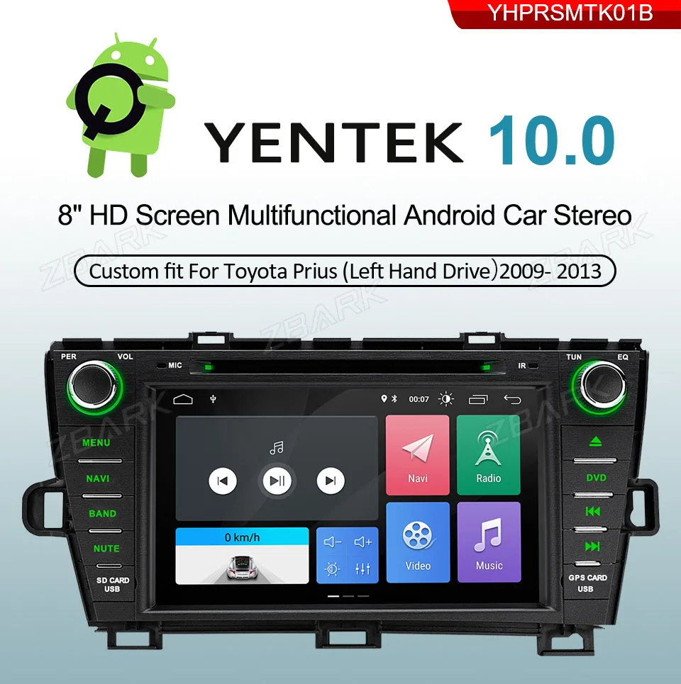 Мультимедийная магнитола YANTEK 8 дюймов Android 10 0 DVD плеер GPS навигация Wi Fi для Toyota Prius
