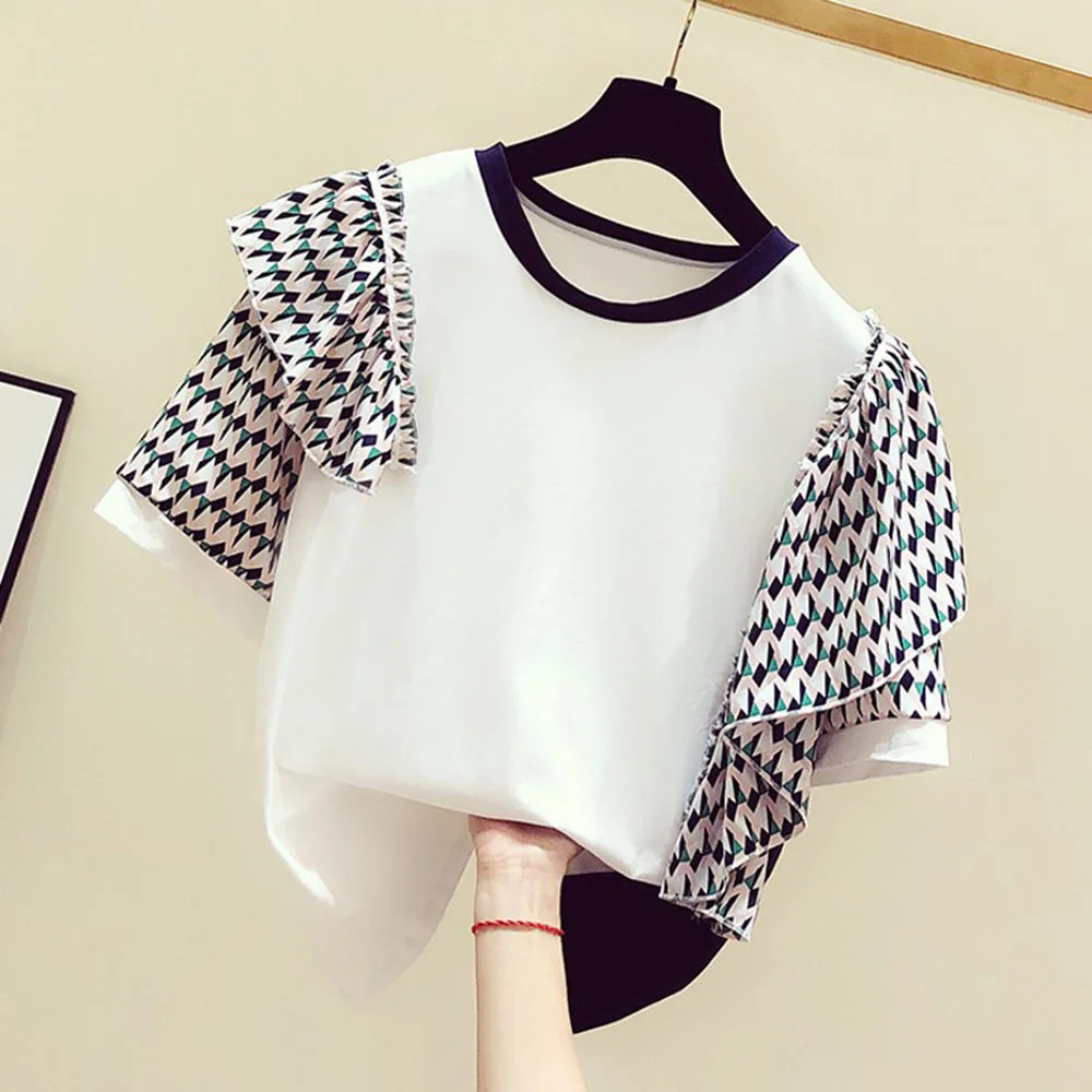 2020 Summer Korean Women T-shirt New Round Neck Irregular Beveled Decorative Short-sleeve Shirt Fashion Casual Female Tops
2020 Summer Korean Women T-shirt New Round Neck Irregular Beveled Decorative Short-sleeve Shirt Fashion Casual Female Tops