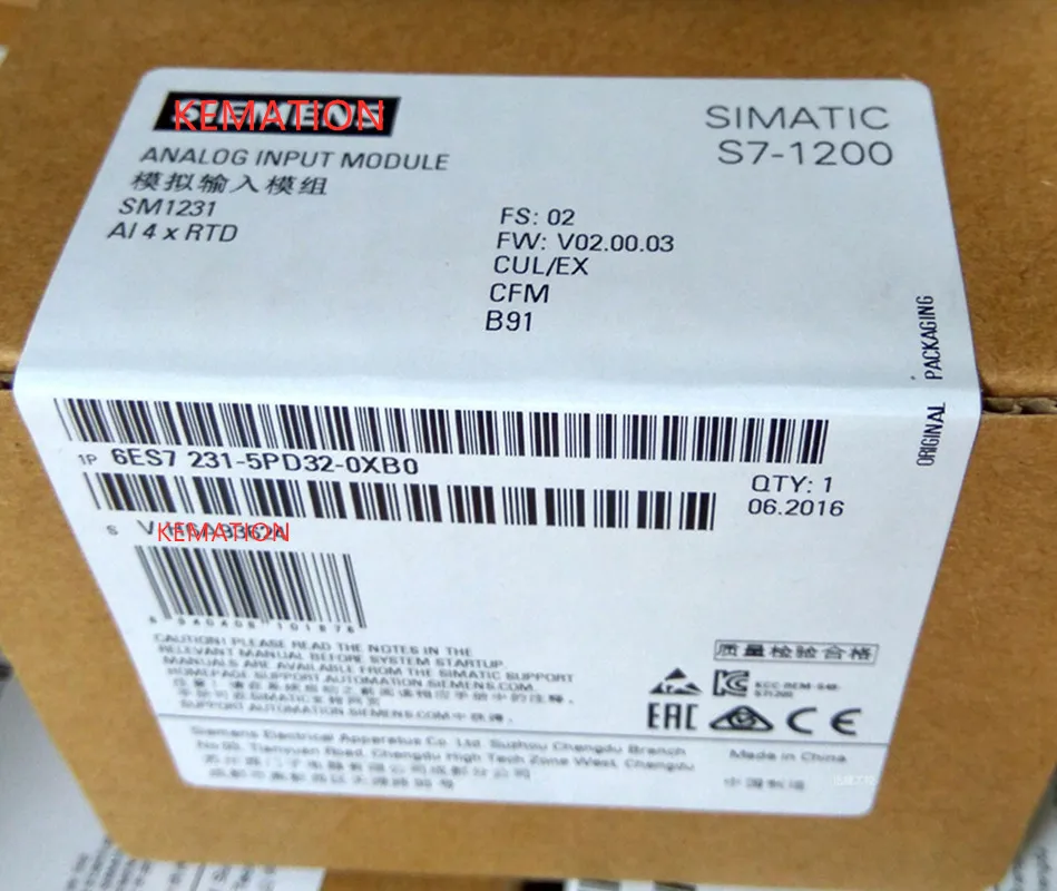 Оригинальный Simatic 6ES7231-5PD32-0XB0 S7-1200 аналоговый входной модуль SM 1231 RTD 4xAI 6ES72315PD320XB0 |