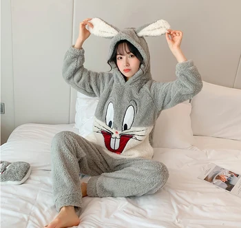2020 Winter Coral Velvet Plush Women's Pajamas Set Thick Flannel Long Sleeve Cartoon Pajama Sets Female Rabbit Warm Home Clothes
2020 Winter Coral Velvet Plush Women's Pajamas Set Thick Flannel Long Sleeve Cartoon Pajama Sets Female Rabbit Warm Home Clothes