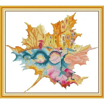 Leaf pattern cross stitch kit city landscape and maple leaf aida 14ct 11ct white cloth kit embroidery DIY handmade needlework
Leaf pattern cross stitch kit city landscape and maple leaf aida 14ct 11ct white cloth kit embroidery DIY handmade needlework